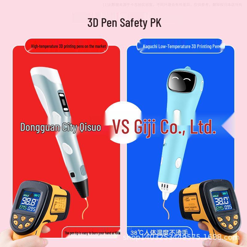 Multilingual 3D Printing Pen for Kids - Educational DIY Drawing Pen Blue Cat English