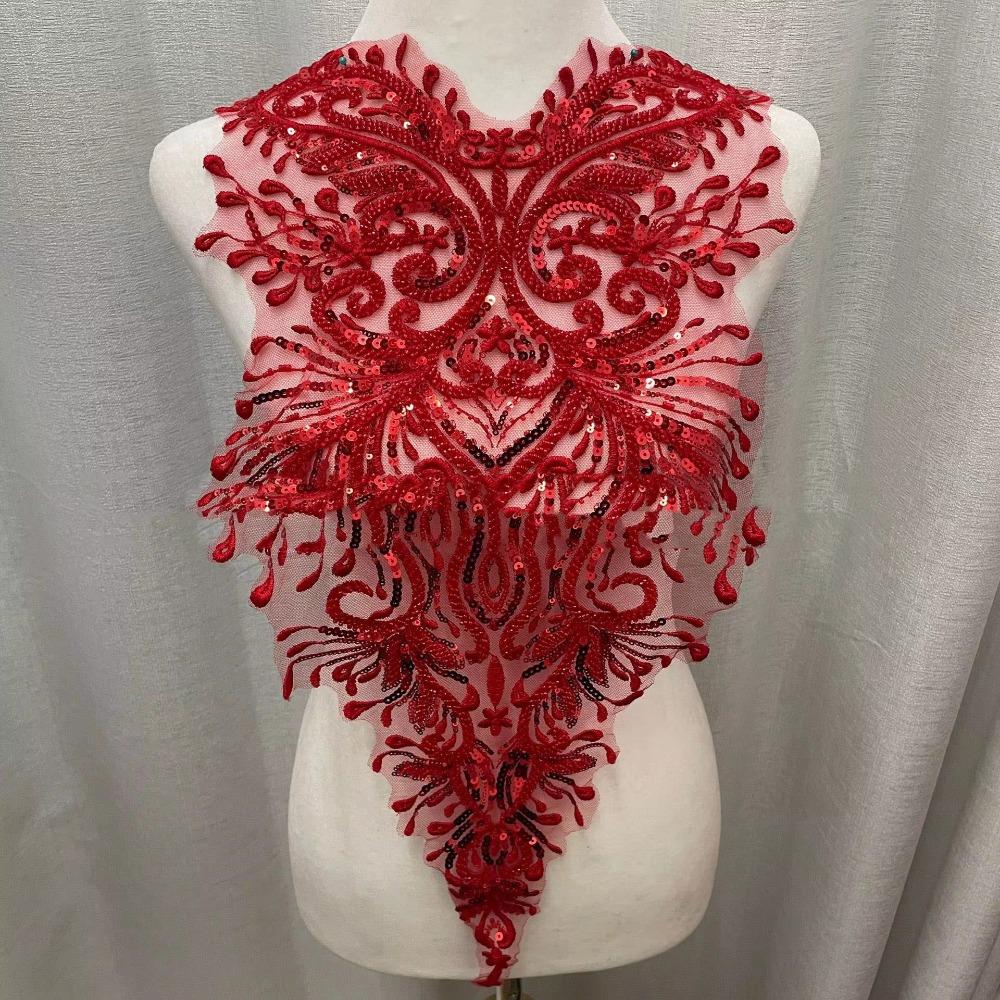 Shiny Wedding Dress Lace Sequins Clothes Accessory Clothes Decoration Accessories Clothes 4-Red