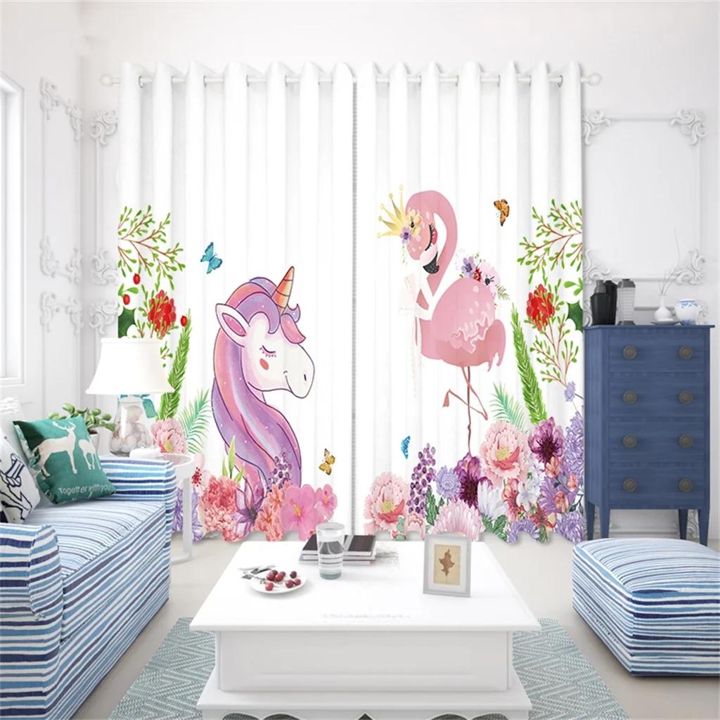 New Cheap Cartoon Elephant Bird Giraffe Lion Zoo Digital Printed Curtain for Blinds Windows Bedroom Living Room Kitchen
