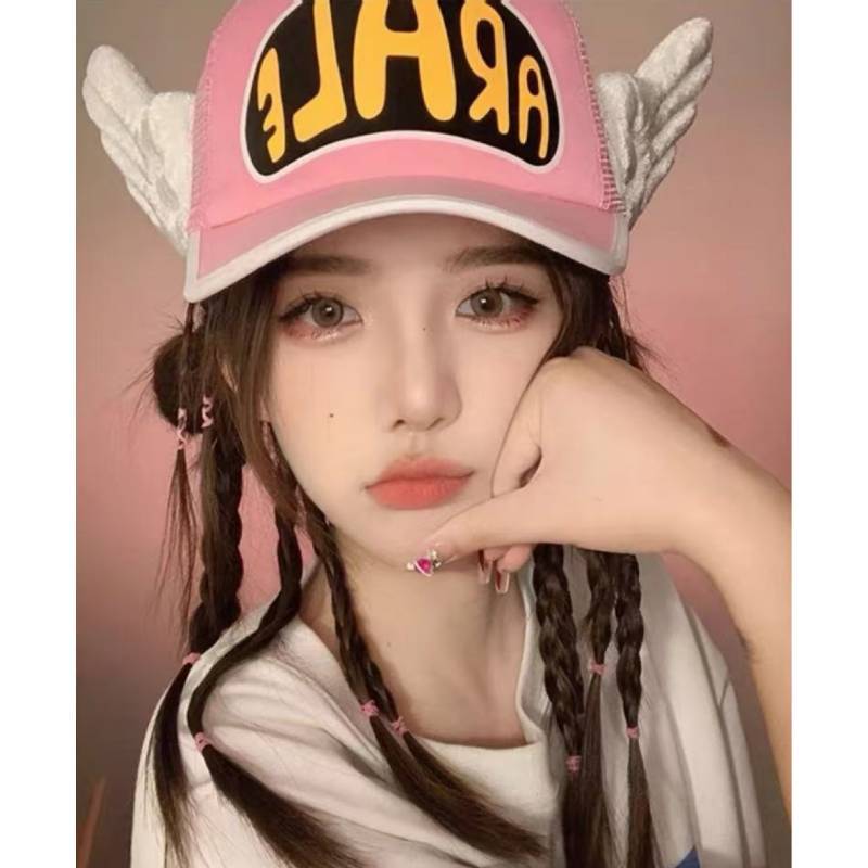Cappellino da Baseball Dr Slump Arale Chan con Ali, Visiera Corta e Protezione Solare per Uso Casual