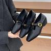 Black Fluffy Shoes Thick Heel Camellia Mary Jane Retro Small Leather Shoes Small Velvet Single Shoes Women's Cotton