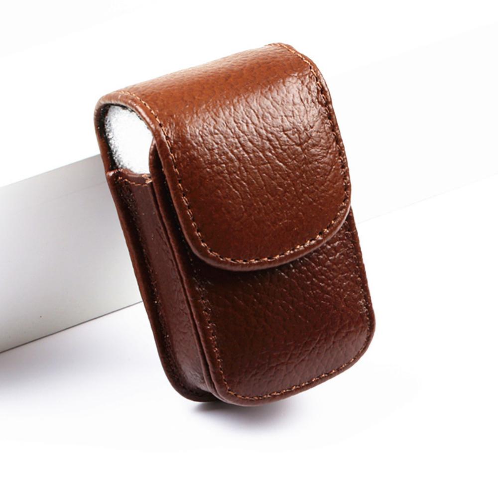 1PC Classic Belt Wearable Glasses Case Portable PU Leather Folding Glasses Storage Box Women Men Case Black Brown