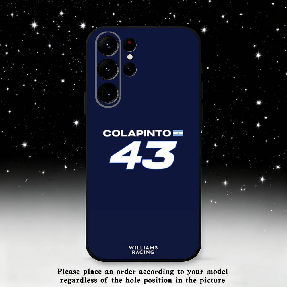 

F-F1 F-Franco-s 43 C-Colapinto Phone Case For Samsung S25,S24 Ultra,S20,S30 plus,S22 plus,S23,S30 Ultra 5G Silicone Black Shell Samsung S24
