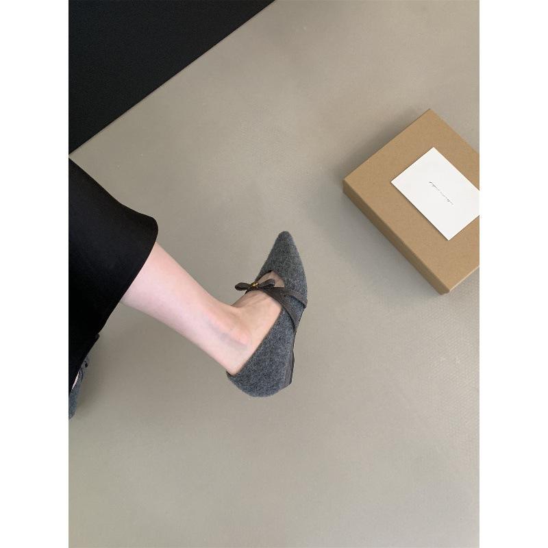 Französische Retro-Schleife Mary Jane Mao Mao Schuhe Damen Herbst und Winter dicker Absatz Temperament leichter Mund Single Shoes