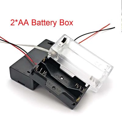 Schwarze Transparente Kunststoff AA Größe Power Batterie Aufbewahrungskoffer Box Halter Anschlüsse mit 2 Fächern AA Größe Power Batterie Aufbewahrungskoffer
