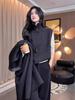 Women's Early Autumn/Winter Layered Wool Knit Vest with High Collar Cardigan