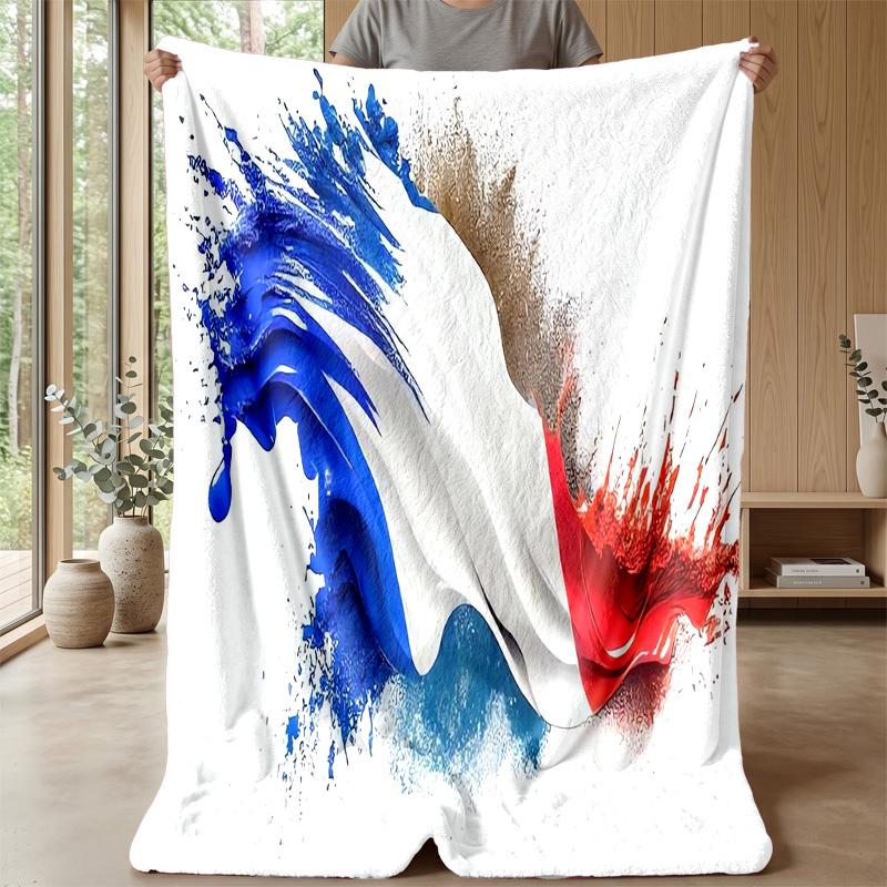 France National Football Team Theme Blanket Soft Flannel Blanket Plush Throw Blanket Cozy Sofa Bed Blanket for Home Decor