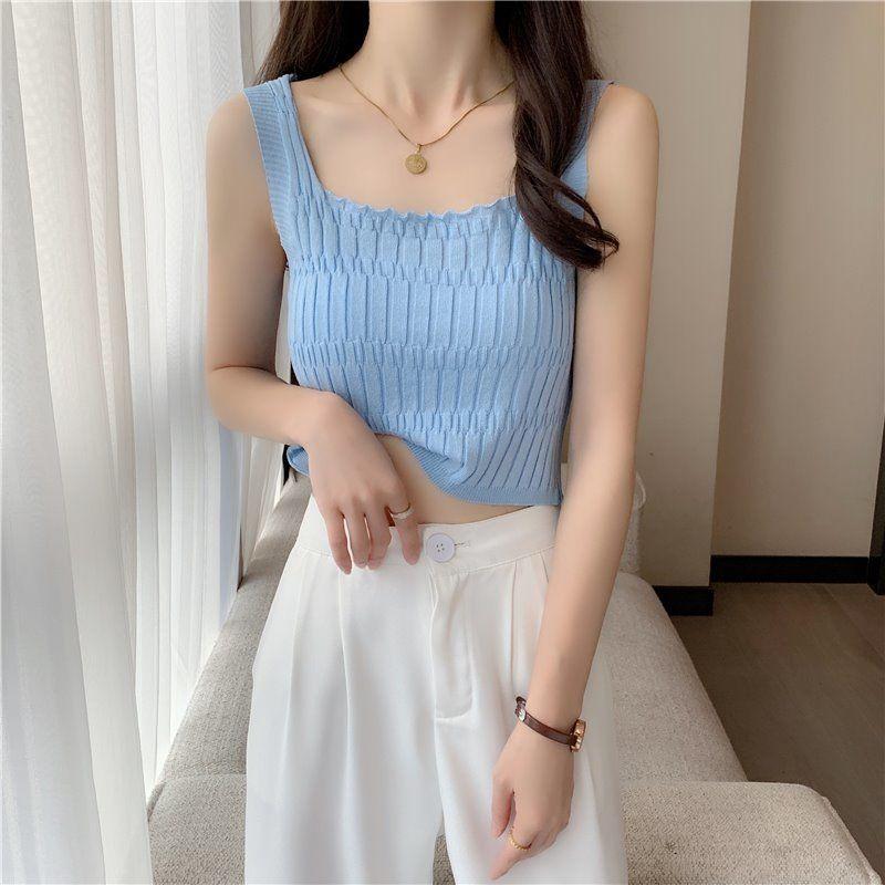 Unique and Chic Camisole Summer Inner Vest Women's Short Top Knitted Strapless Outer Wear