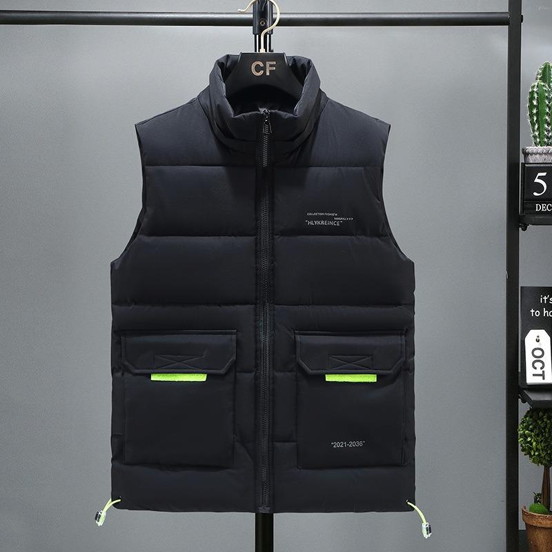 

Инструментальный пуховый хлопковый жилет мужской осенне-зимний многокарманный трендовый парный утолщенный хлопковый жилет жилет жилет жилет прилив 5XL чёрный