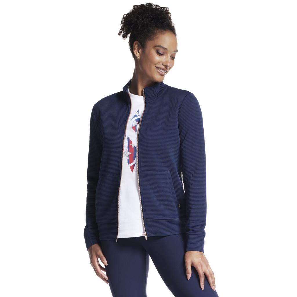 Skechers Go Walk Everywhere Full Zip Hoodless, Womens navy Sweatshirt