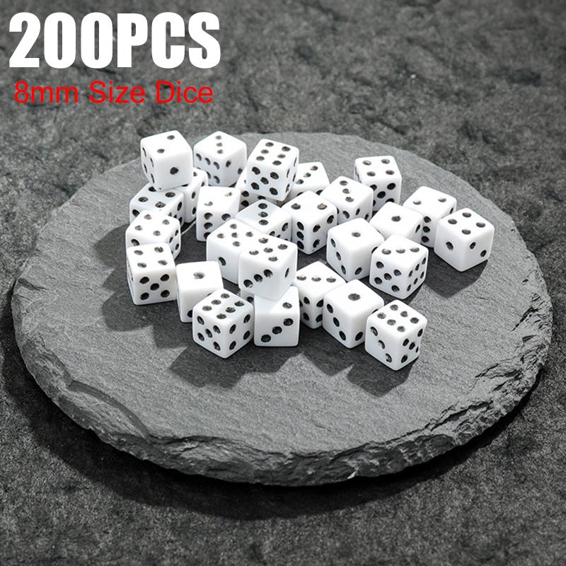 

200PCS/Pack Mini Dice 8mm Size Square-Edged Colorful Dots Board Games Dice White Black Green Yellow Red Gambling Dices Props ZYF