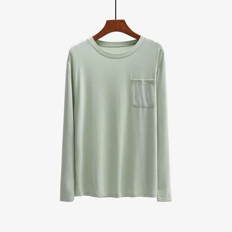 Modal Herren Langarm T-Shirt Pyjama Hautfreundlich Locker Herren Homewear Dünner Pyjama Herrenpyjama