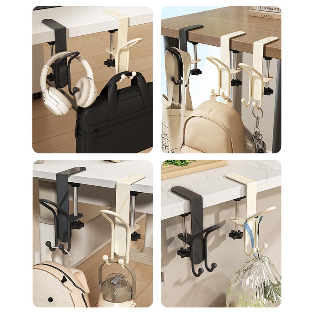1/2Pcs 2-in1 Adjustable Desk Edge Hook Gaming Headset Desk Hanger Backpack Storage Hanging Hook Holder Punch-free Home Organizer
