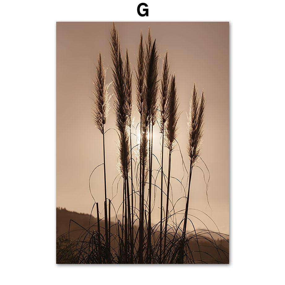 Dried Leaf Allium Flowers Birds Grass Sunset Suitcases Wall Art Print Canvas Painting Nordic Poster Decor Pictures Living Room