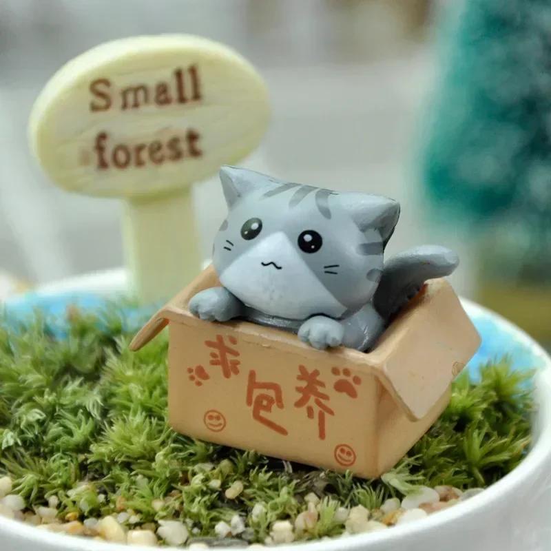 4pcs Mini Cat Ornament Garden Kitten Statue Gift For Kids Children Baby Room Cute Kawaii Toy Miniature Figurines Home Decoration