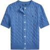 Polo Cotton-Short Sleeve-Crew Neck-Cardigan-Sweater Nimes Blue Women Tops 211966720-501