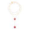 Sweet Cool Ins Oil Drop Flower Pendant Necklace, Faux Pearl Thin Chain Stackable Clavicle Chain For Women