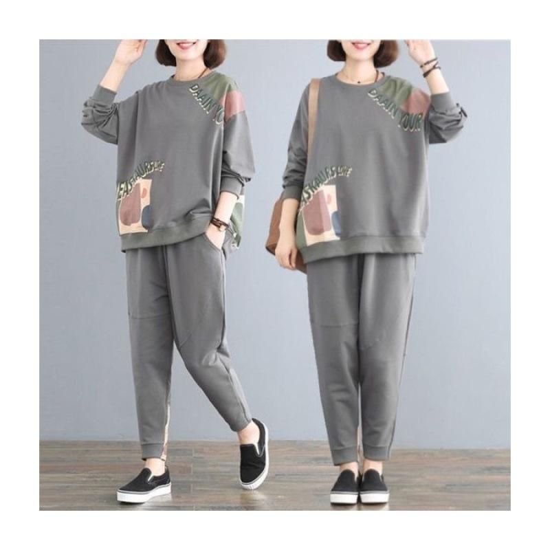 Plus Size Women's Two-Piece Suit - Autumn Loose Fit for Comfort and Style, Perfect for Covering Belly Fat
