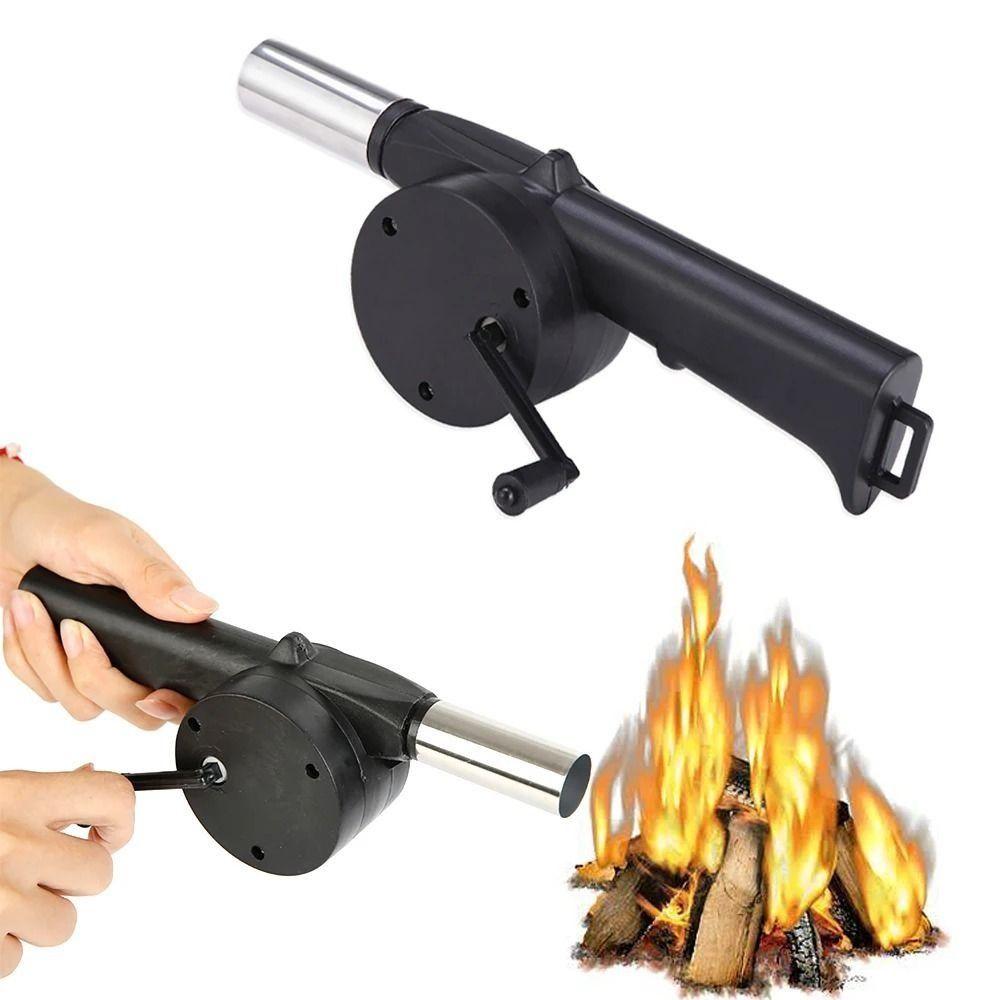 Durable Hand-cranked Air Blower Black BBQ Grill Fire Bellows Tools Barbecue Fan Outdoor