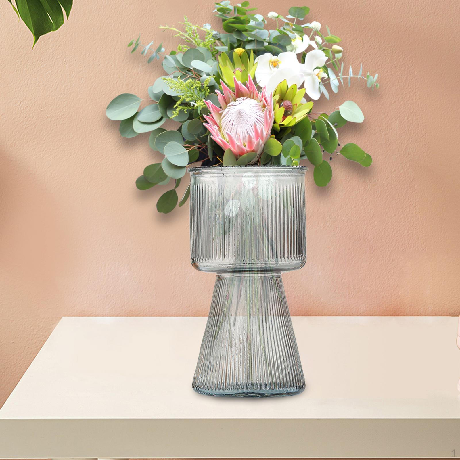 Элегантная стеклянная ваза для гидропонных растений и цветочных композиций Gray