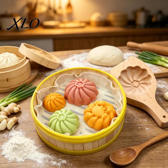Pastry Shaping Tool Wooden Steamed Bun Maker Mold, Handmade Dough Pressing for Buns, Solid Durable Baking Mold Wood Kitchen Gadget Asian Dumpling And