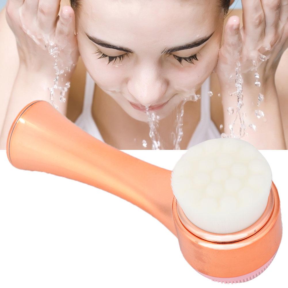 3D Facial Brush Double Sided Face Cleaning Massage Brush Skin Care Tool Rose Gold
