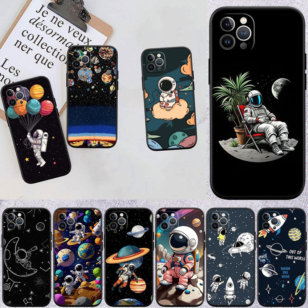 CJ12 Astronaut Space Moon Case for Samsung Galaxy M06 M15 M16 M35 M55 M56 A36 A42 A50 A50S A51 A52 A32 A33 A05 A05S A06 A16 A20