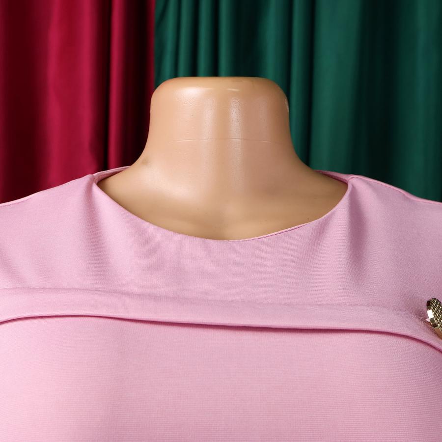 New Style Crew Neck Long Sleeve High Waist A-Line Dress Elegant Party Wear Solid Color  Dress