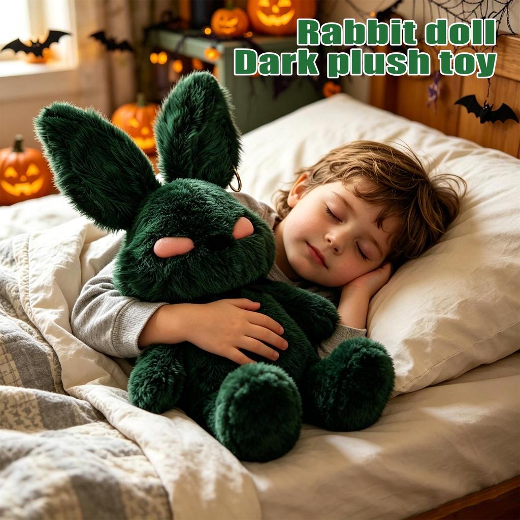 Plush Bunny Doll Soft Stuffed Animal Toy Halloween Themed Collectible Plushie with Detailed Features and Textured Fur for Display or Gift