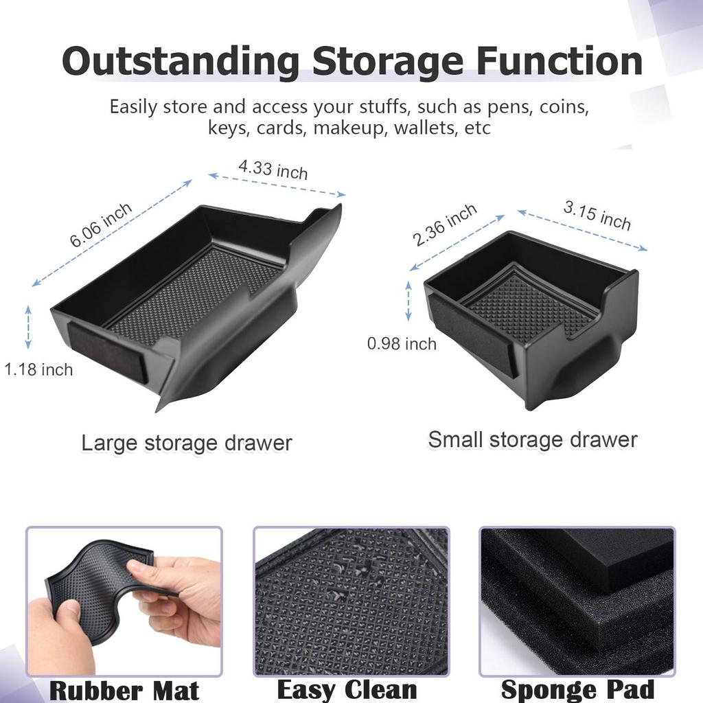 2 STÜCK Mittelkonsolen-Schubladen-Aufbewahrungsbox für Toyota 4Runner Zubehör 2014-2025 2025 2025 Schubladen Einsätze Ablagefach Organizer