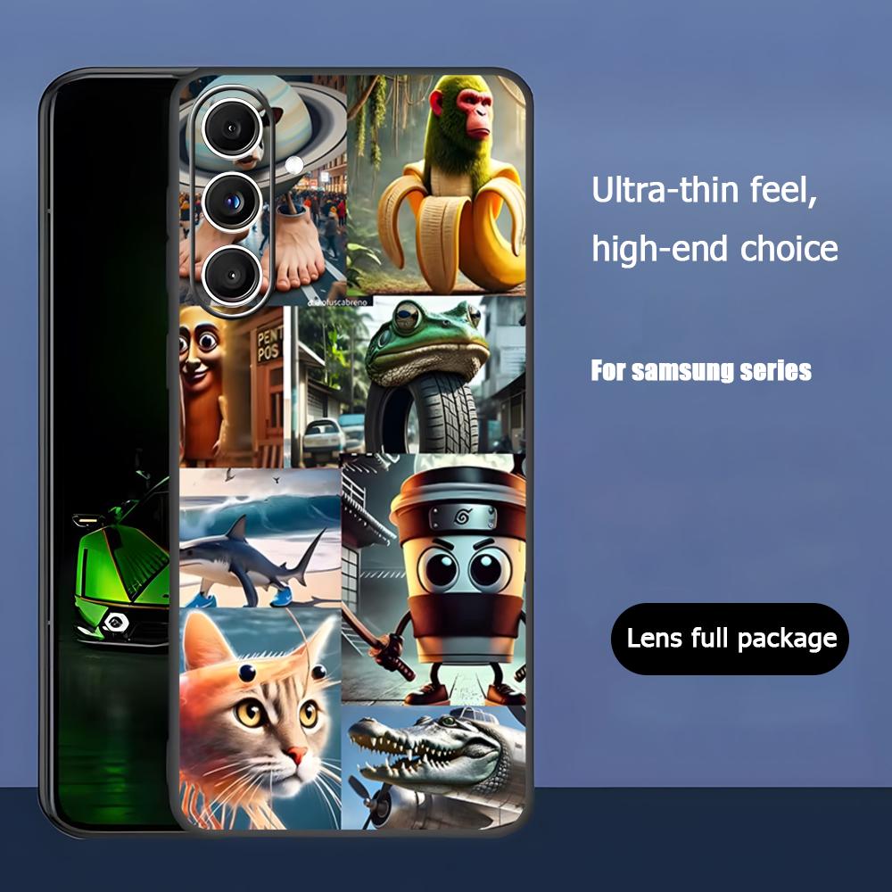 Popular Brainrot Tralalero Hot Phone Case For Samsung Galaxy S25 S24 S23 S22 S21 S20 Plus Ultra Note20 Soft Black