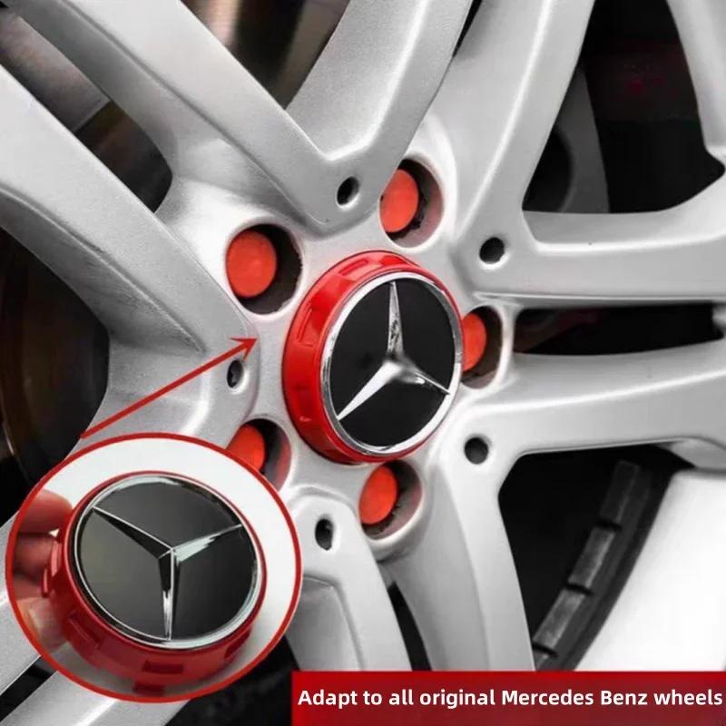 CRF1 4Pcs 75mm Car Wheel Center Cap Hub Covers Badge For Mercedes Benz AMG B/C/E/S Class C43 C63 E43 E53 E63 GLC CLA GLK Accessories