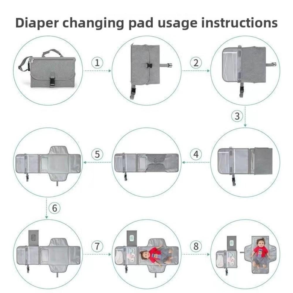 3 In 1 Baby Changing Pad Solid Color Stroller Bag Portable Foldable Diaper Bag Cover Mat