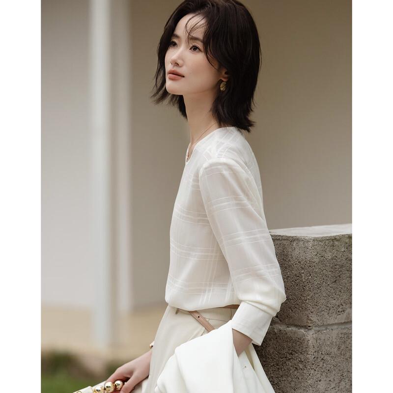 Demana Women's Urban Elegant Loose Fit Round Neck Solid Shirt