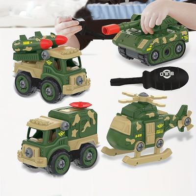 2 Kinder-DIY-Feuerwehrauto/Militärfahrzeug-Spielzeuge, Können Demontiert und Verschraubt Montiert Werden, Können Demontiert und Montiert Werden Spielzeugautos, Weihnachten,