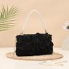 Elegant Women 3D Rose Floral Shoulder Bag Romantic Flower Pattern Pearl Handle Detachable Chain for Prom Graduation