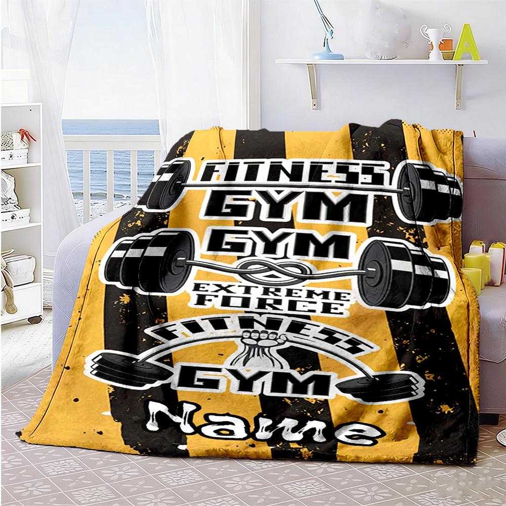 Fitness Personalized Text Blanket Gift Personalized Blanket Soft & Cozy for Sofa Nap Couch Bedding Four Seasons Universal Gifts For Family Or Friends