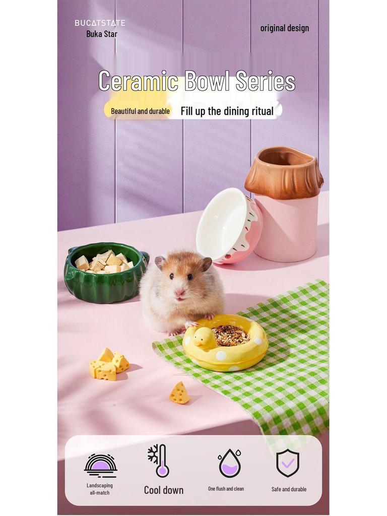 Ceramic Feeding Bowl for Hamsters, Chinchillas, and Guinea Pigs