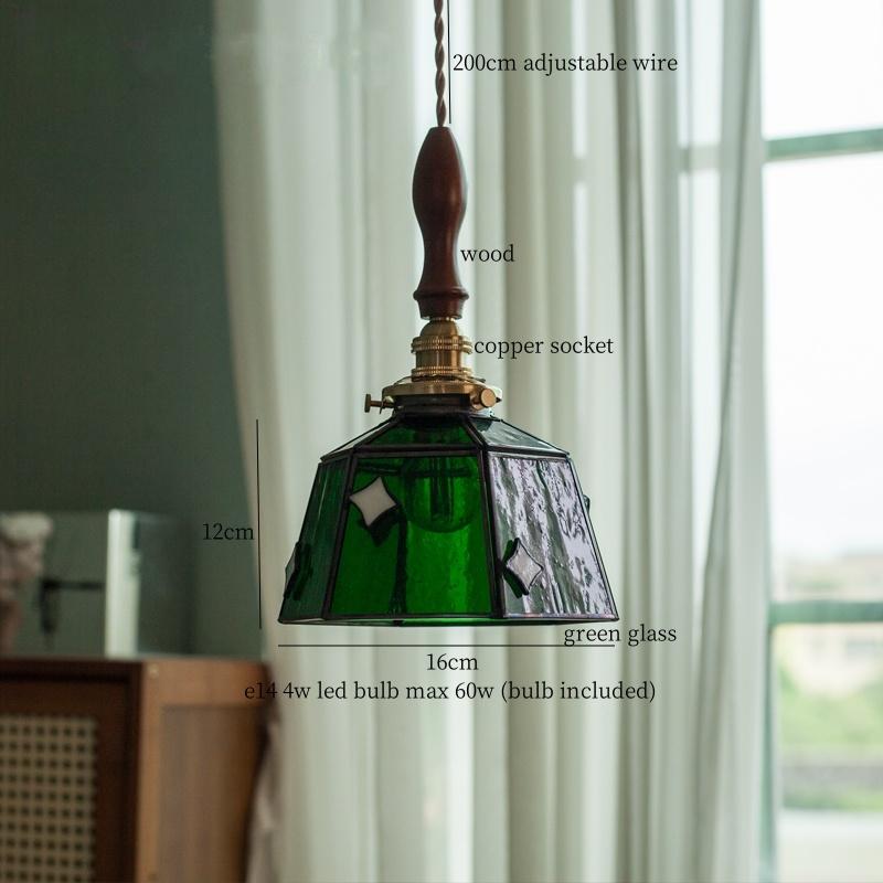 IWHD Japanese Vintage LED Pendant Light Fixtures Living Room Bedroom Cafe Loft Decor Kitchen Copper Colorful Glass Hanging Lamps