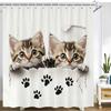 Creative And Interesting Cat Shower Curtain Printed Fabric Cartoon Lovely Cat Bathroom Curtain Bathtub Home Decoration Curtain