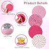 Pink Woven Coasters, 4.13in/10.5cm Round Pink Coaster for Desk Cute Coasters Set of 4 for Kitchen Dining Coffee Table Desk Accessories Aesthetic