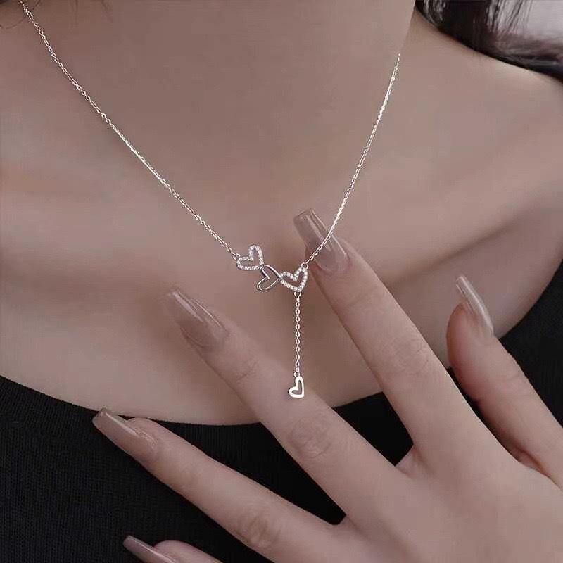 Love Tassel Necklace Women'S Niche High-End Sense Light Luxury Design Heart-Shaped Pendant Ins Romantic Line Collarbone Chain Quality