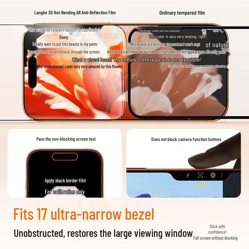 Langke 3D Curved AR Anti-Reflective Tempered Film for iPhone 17 Pro Max