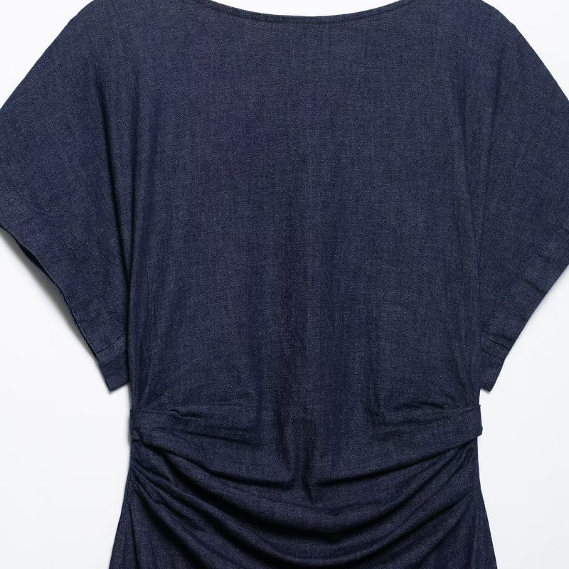 Kaslead New Women clothes Western Style Fashion Pleat Decorative Midi Dress 2949029