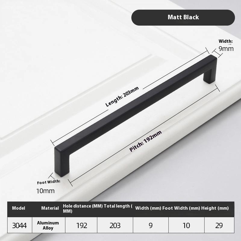 10-33Cm Black Cabinet Handles Stainless Steel Square Closet Drawer Cupboard Pulls Bathroom Door Knobs Furniture Kitchen Handle