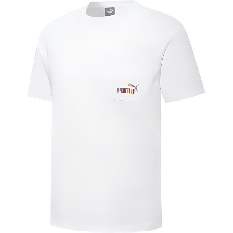 PUMA T Shirts Unisex White Crew Neck Moderate Straight Fit 671962-02