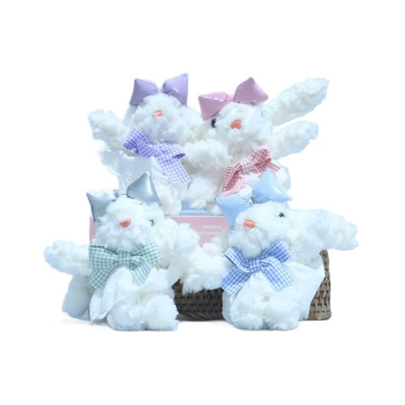 Plush Colorful Bunny Keychain Cozy Longeared Rabbit Stuffed Doll Perfect Gifts For