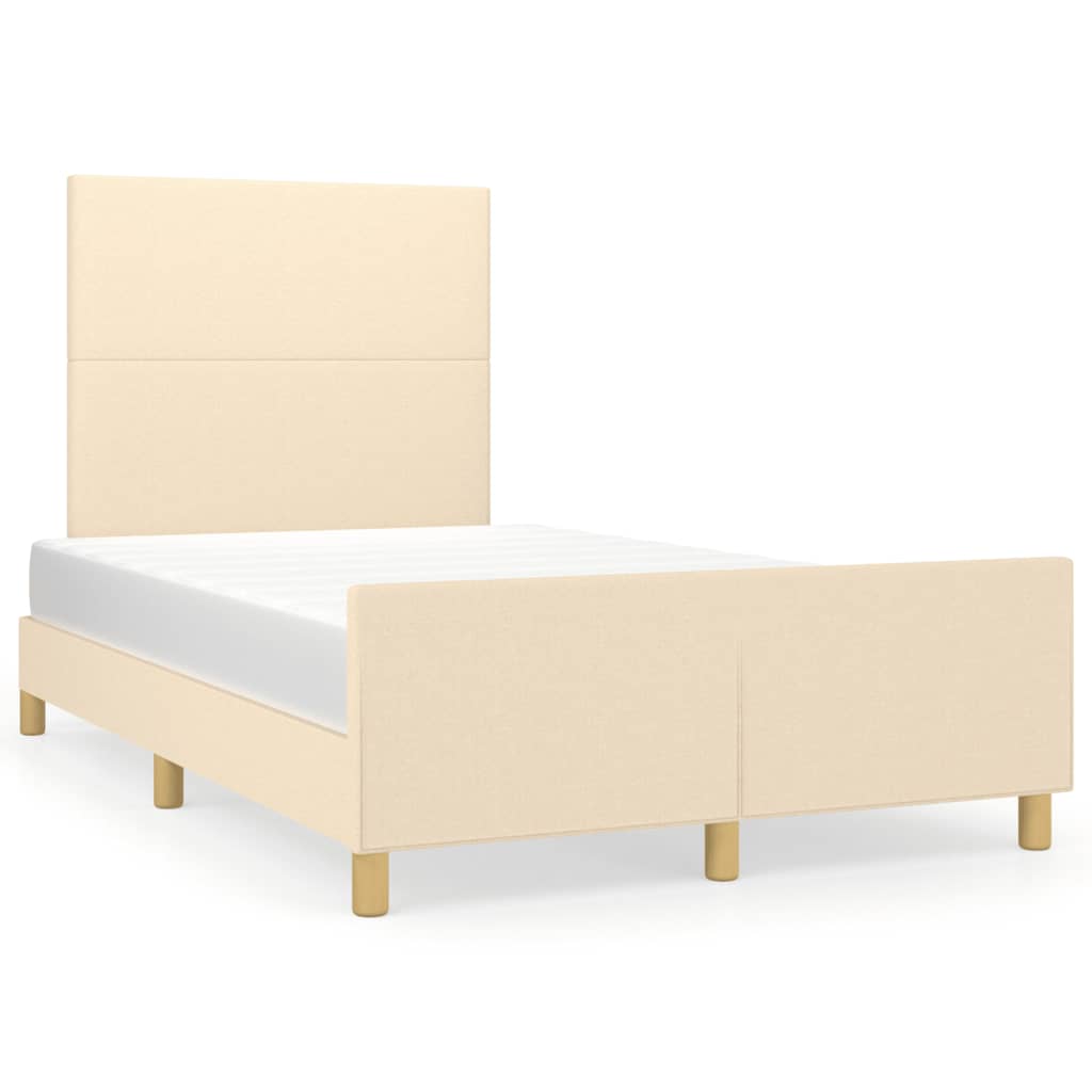 Bed Frame without Mattress Cream 120 x 190 cm Fabric
