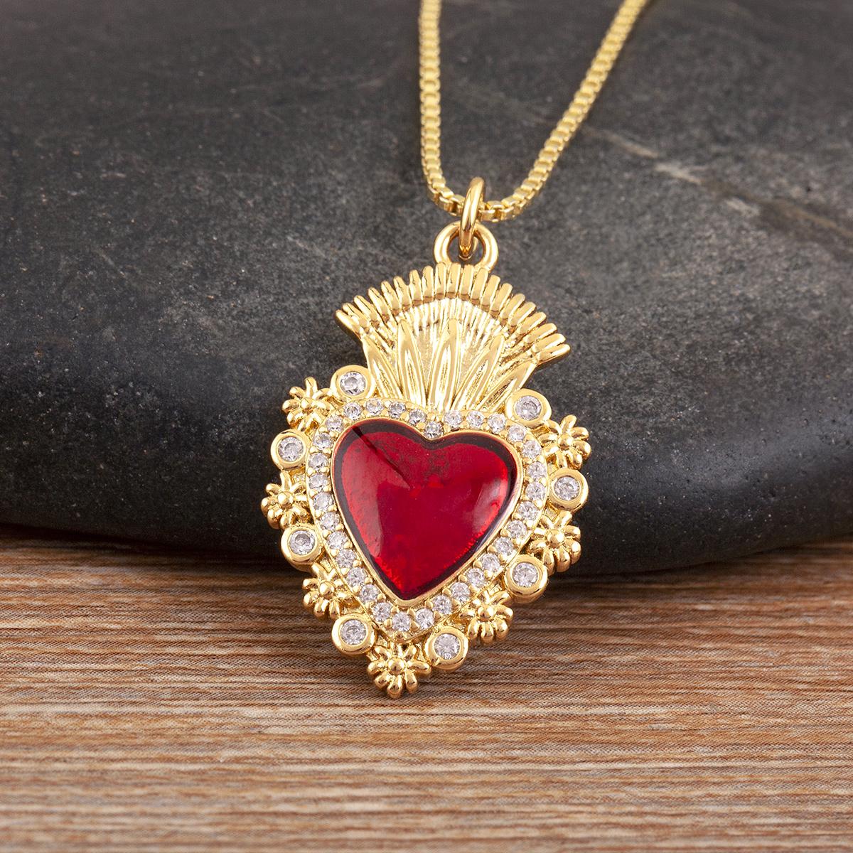 

Nidin Высококачественное ожерелье с подвеской «Святое Сердце», 6 вариантов на выбор для женщин и мужчин, ювелирные изделия с паве из белого/красного циркона, подарок в стиле легкой роскоши