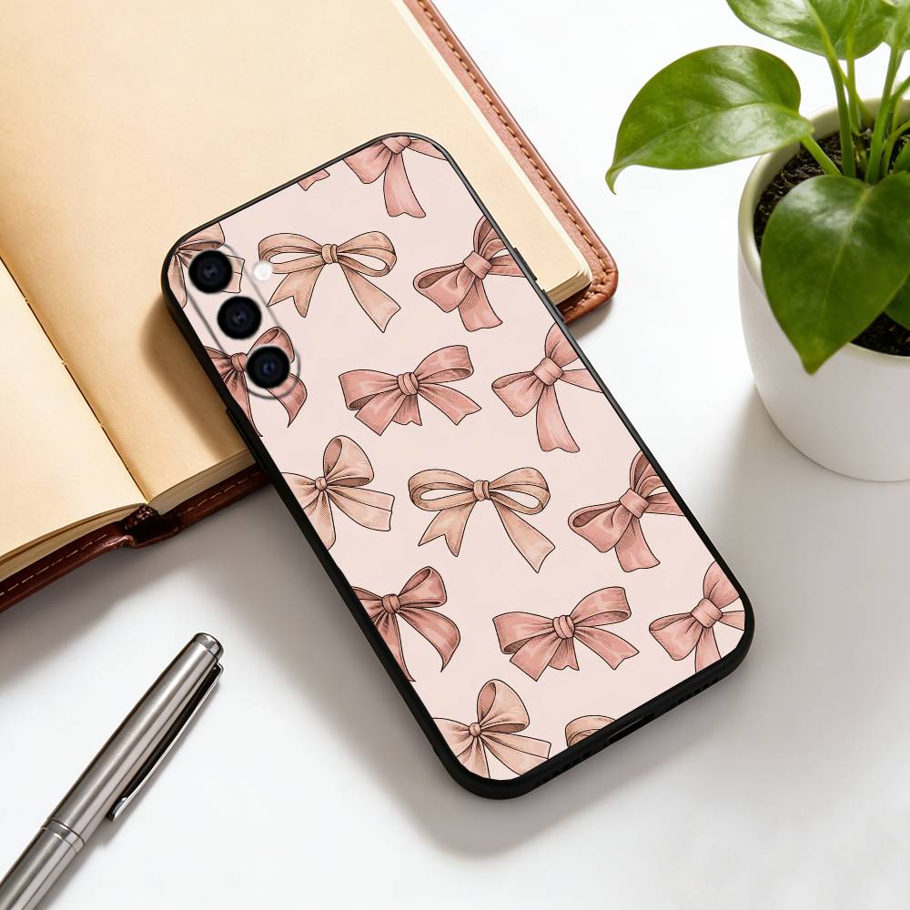 

bowknot Phone Case Black Silicone Soft For Samsung Galaxy A73,A72,A71,A70,A53,A52,A51 Samsung a53 5g